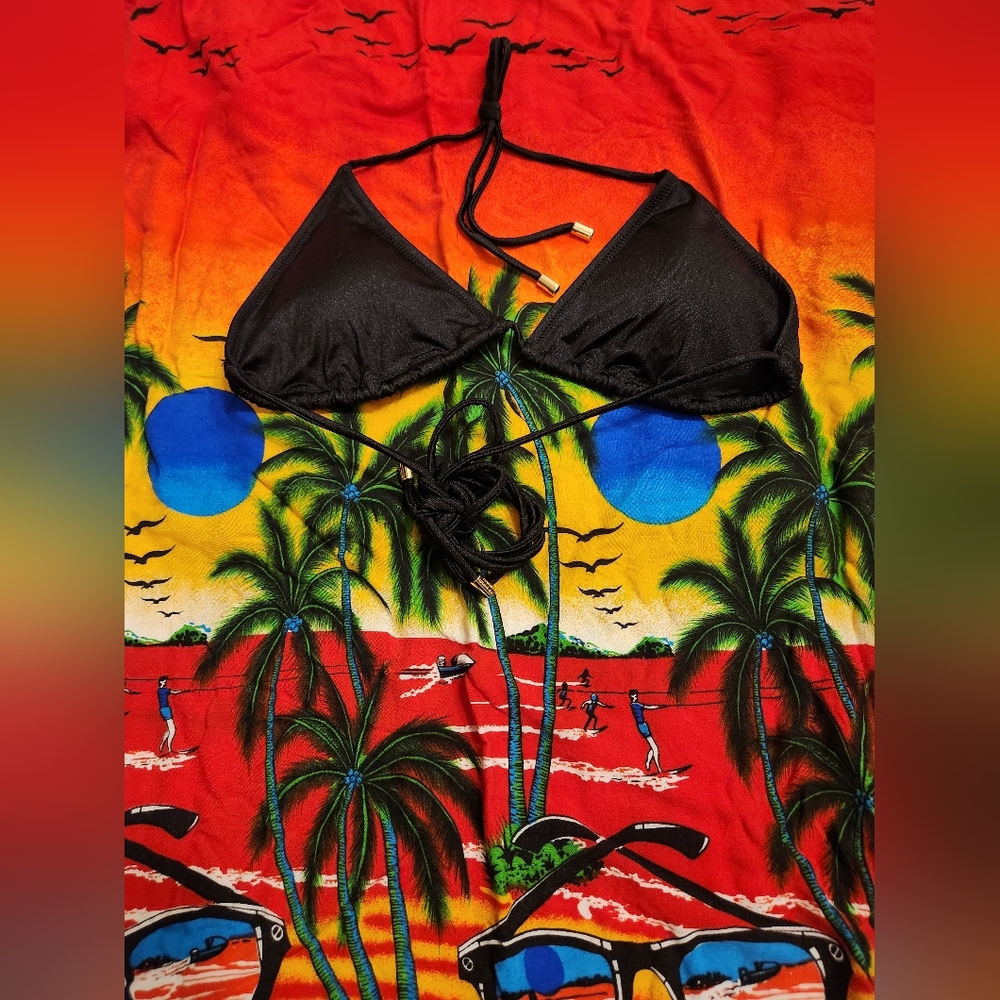 🏖3/$37 Victoria's Secret, BLACK Mix & Match Multiway Halter Bikini Top